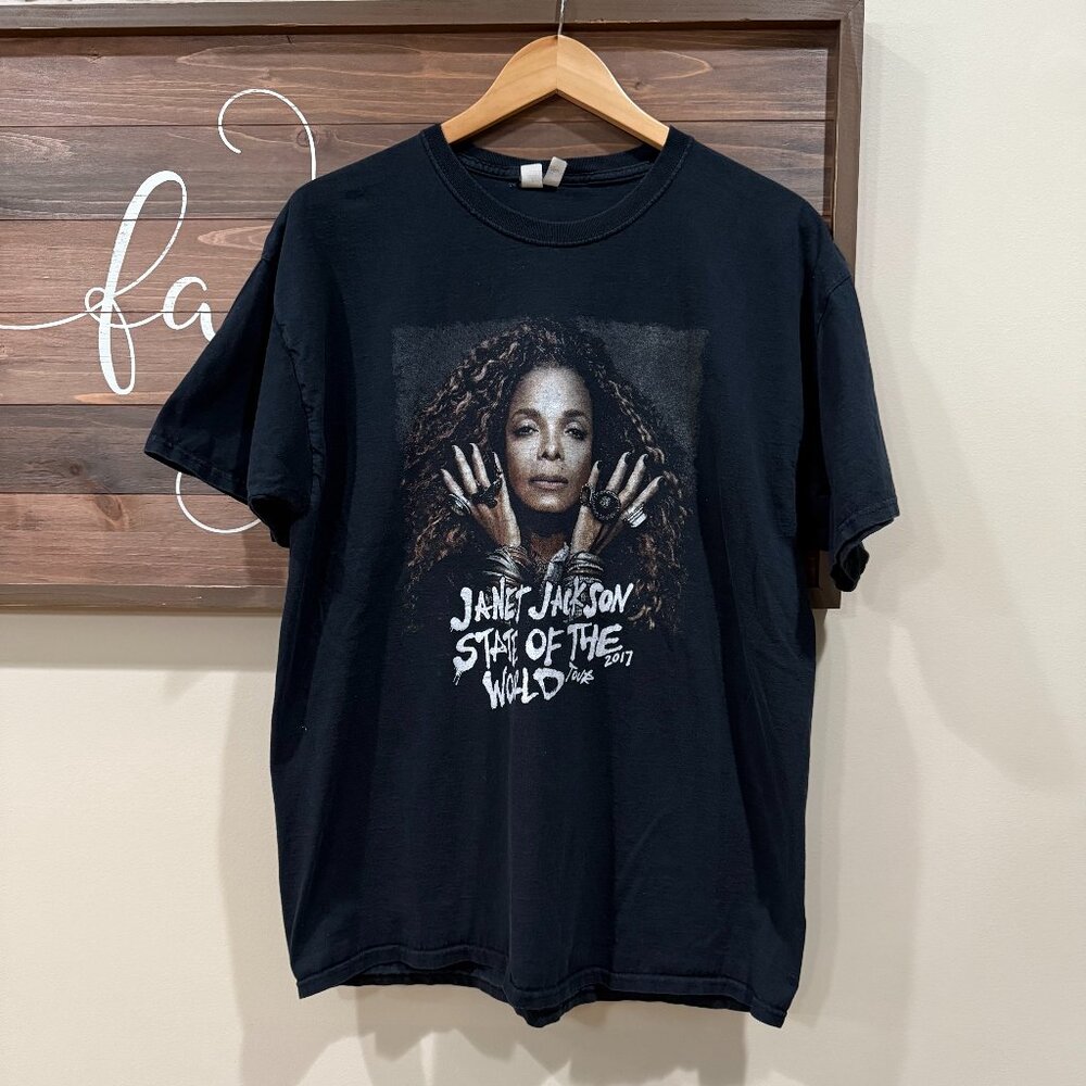 JANET JACKSON " STATE OF THE WORLD" 2017 TOUR CONCERT T-SHIRT UNISEX XL Black